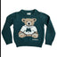Kids Bear Knitted Jumper in Dark Green