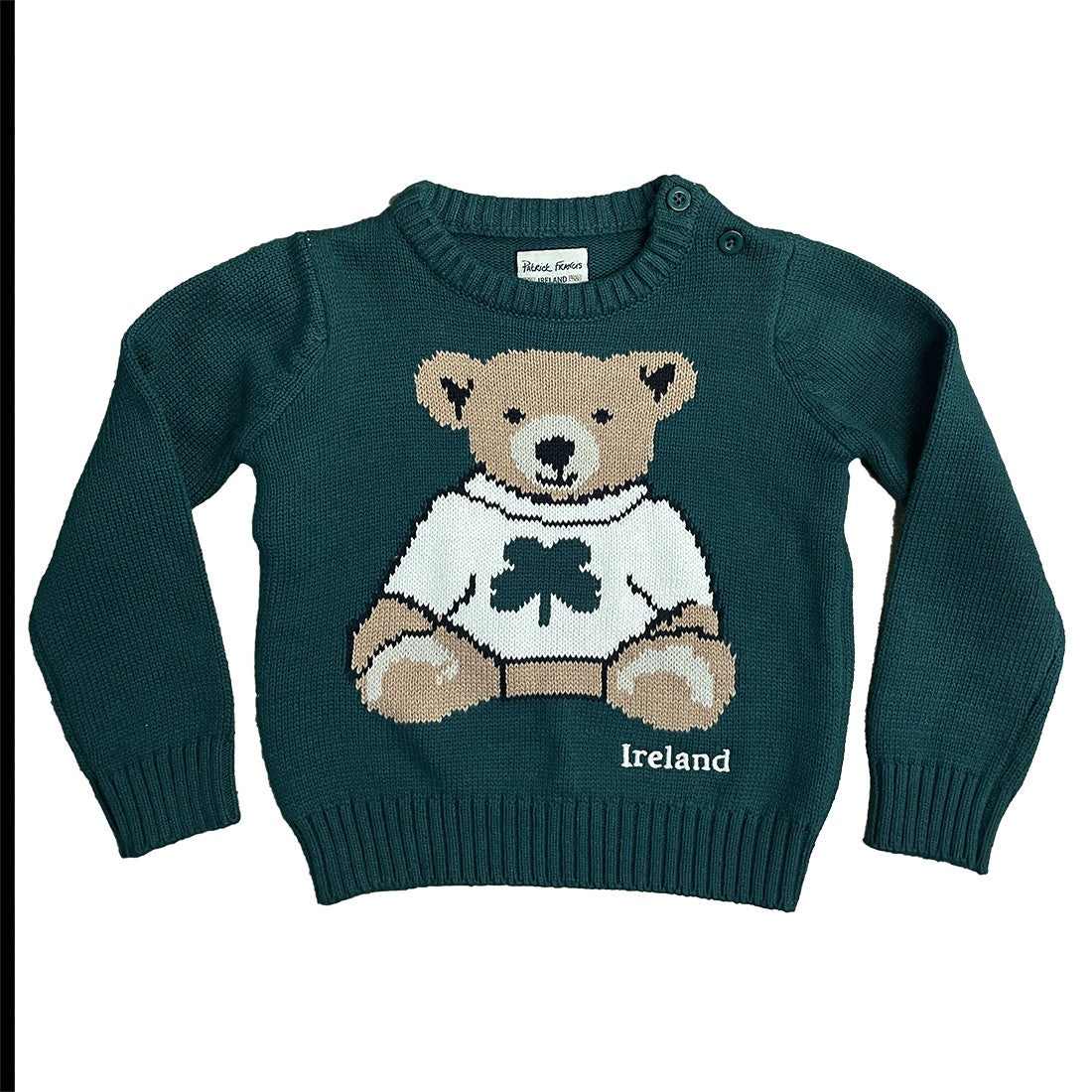 Kids Bear Knitted Jumper in Dark Green
