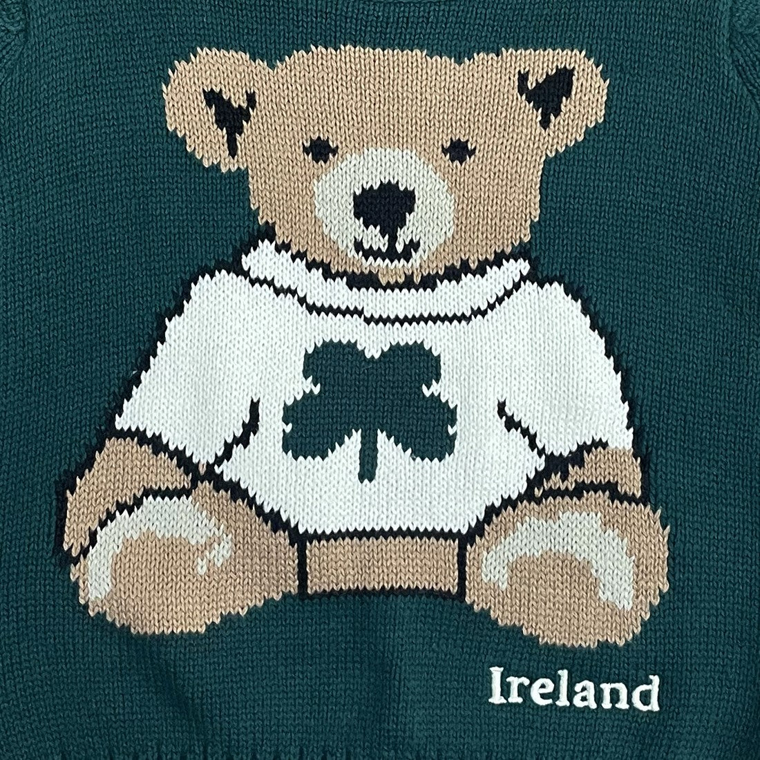 Kids Bear Knitted Jumper in Dark Green