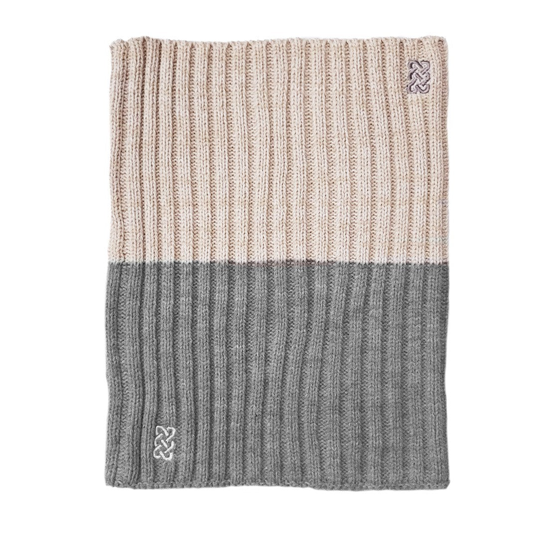Melange Rib Knit Snood in Grey & Cream