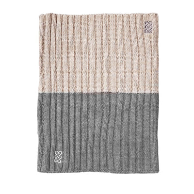 Melange Rib Knit Snood in Grey & Cream