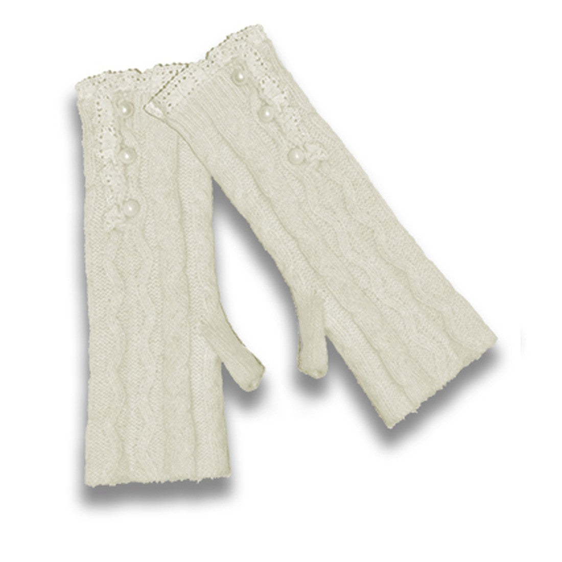Patrick Francis Ireland Cream Cable Fingerless Gloves