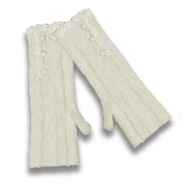 Patrick Francis Ireland Cream Cable Fingerless Gloves