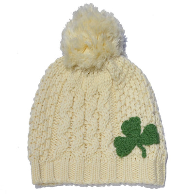 Patrick Francis Ireland Cream Shamrock Kids Knit Hat
