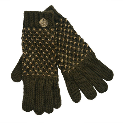 Patrick Francis Ireland Khaki/ Gold Lurex Gloves