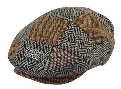 Patrick Francis Adults Mutli Tweed Patch Flat Cap