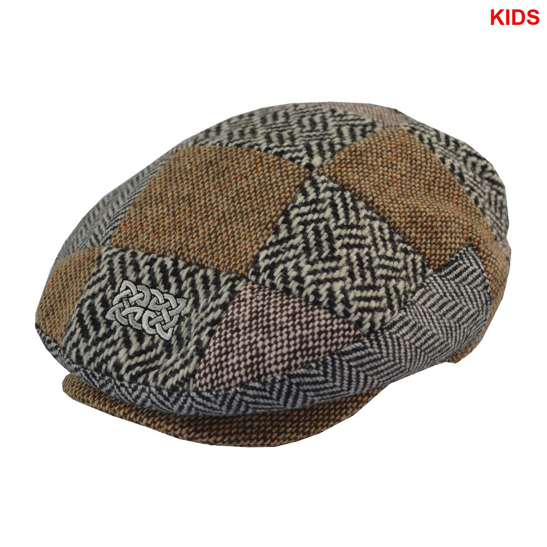 Patrick Francis Kids Multi Tweed Patch Flat Cap