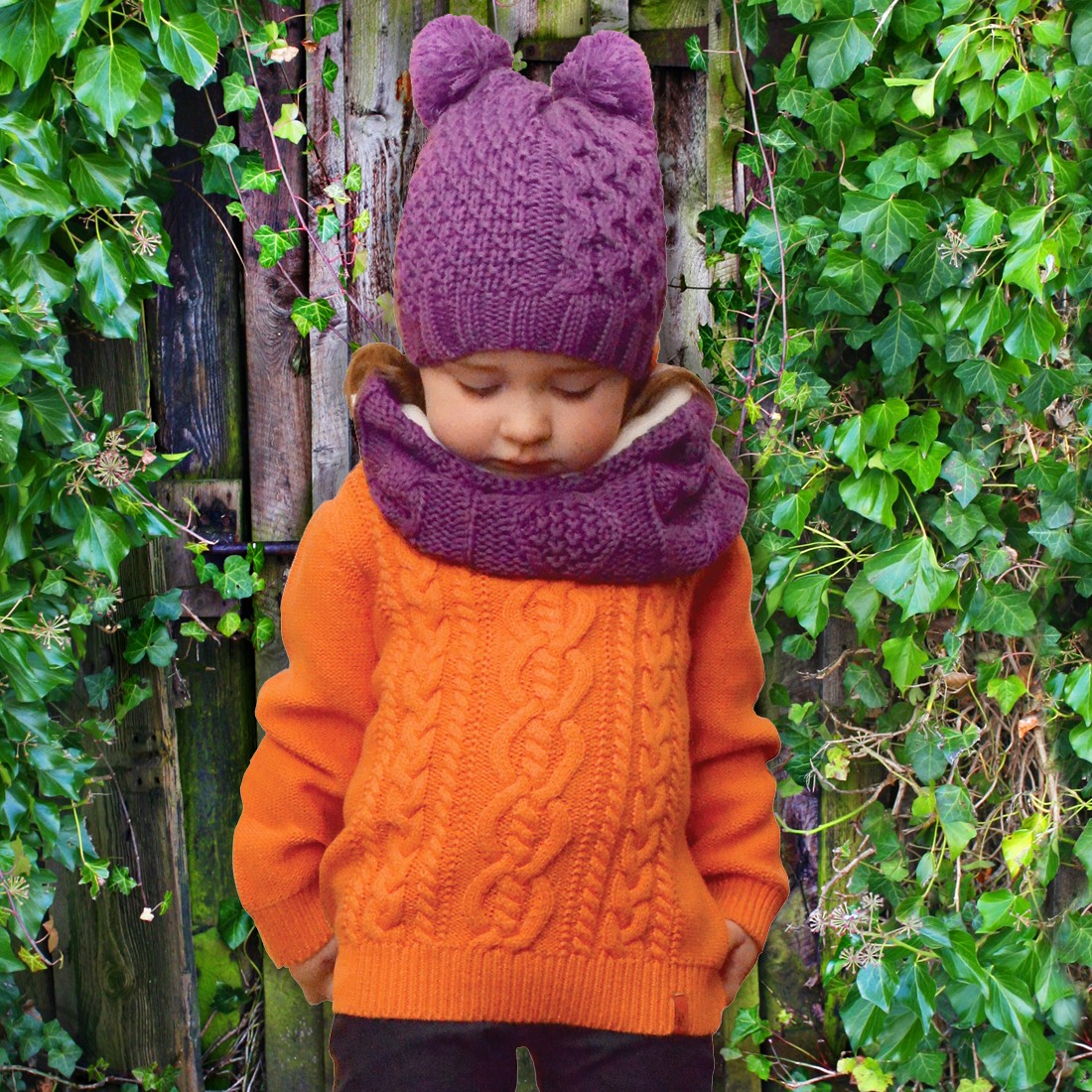 Patrick Francis Ireland Orange Cotton Cable Kids Jumper