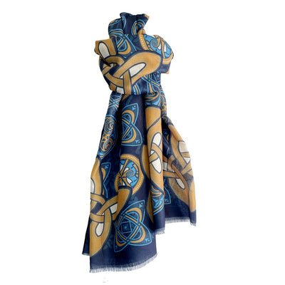 Celtic Knot Fashion Scarf in Navy & Gold