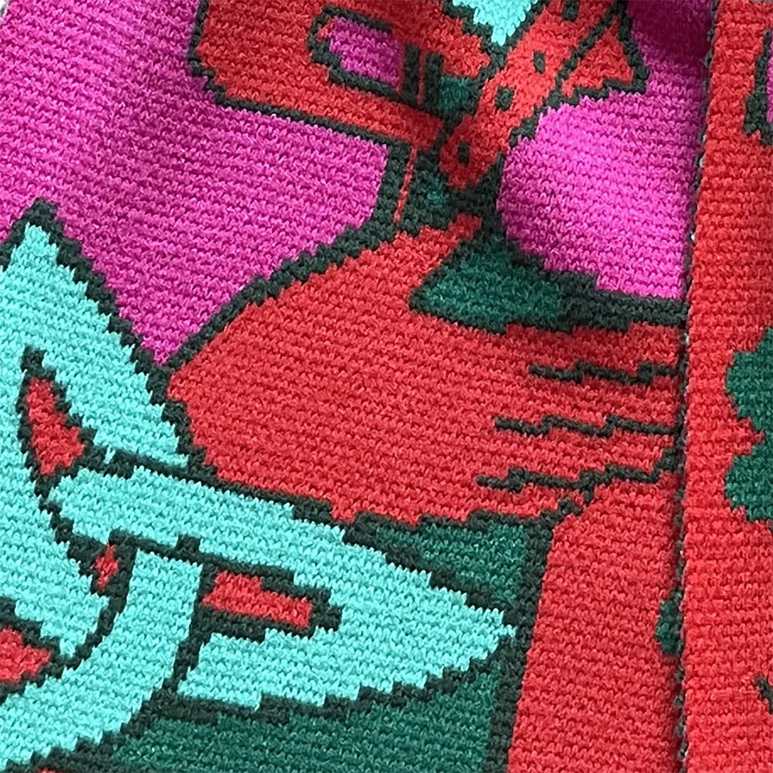 Claddagh Knit Scarf in Pink, Green & Red