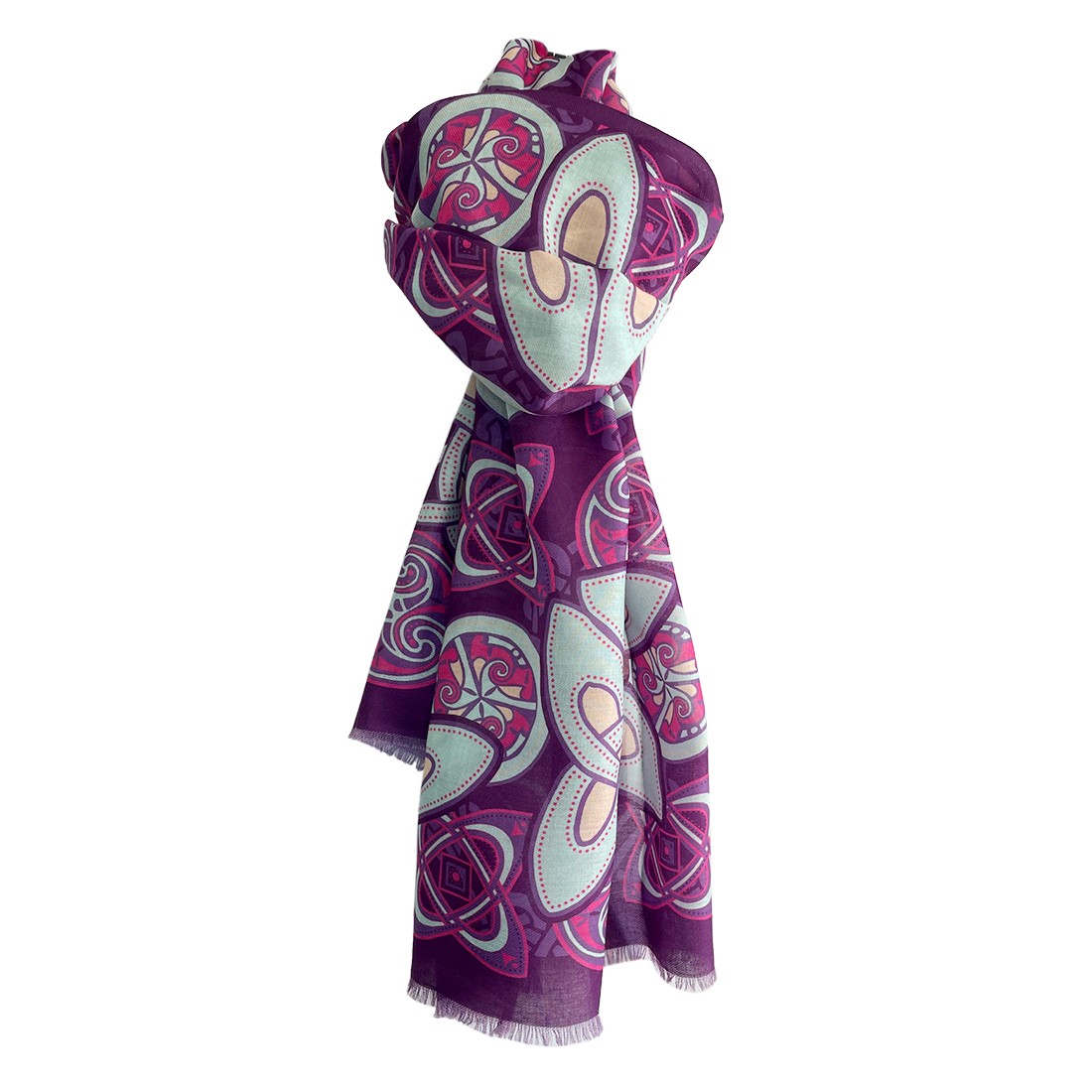 Celtic Knot Fashion Scarf in Purple & Light Blue
