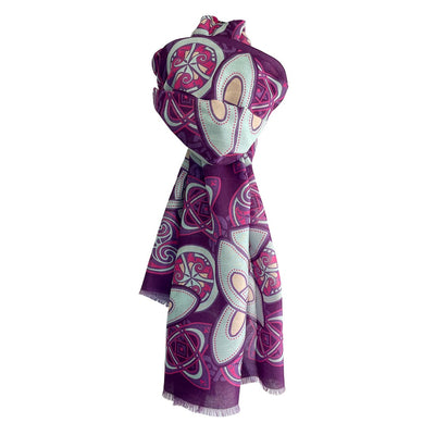Celtic Knot Fashion Scarf in Purple & Light Blue