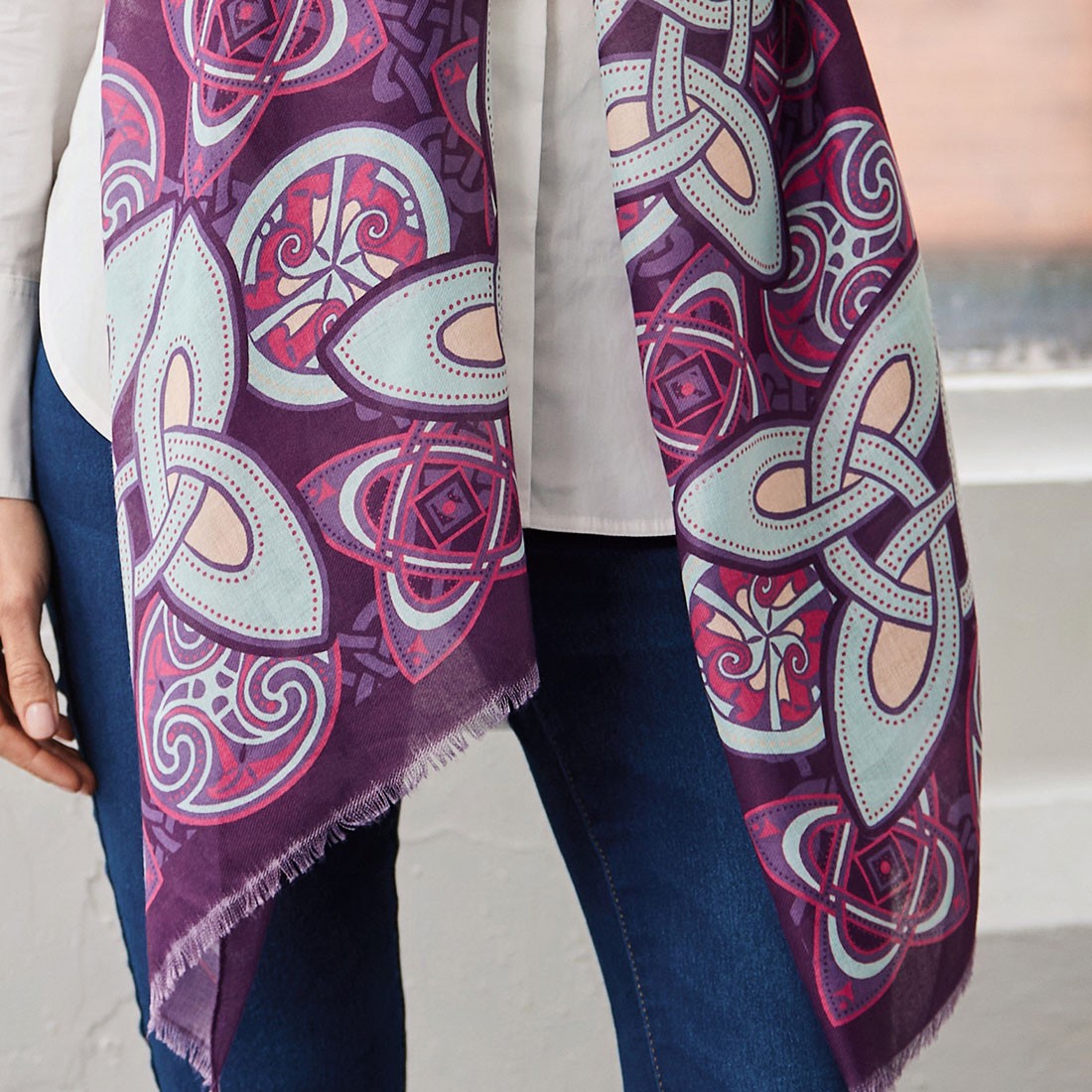 Celtic Knot Fashion Scarf in Purple & Light Blue