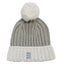 Rib Knit Bobble Hat in Taupe & Cream
