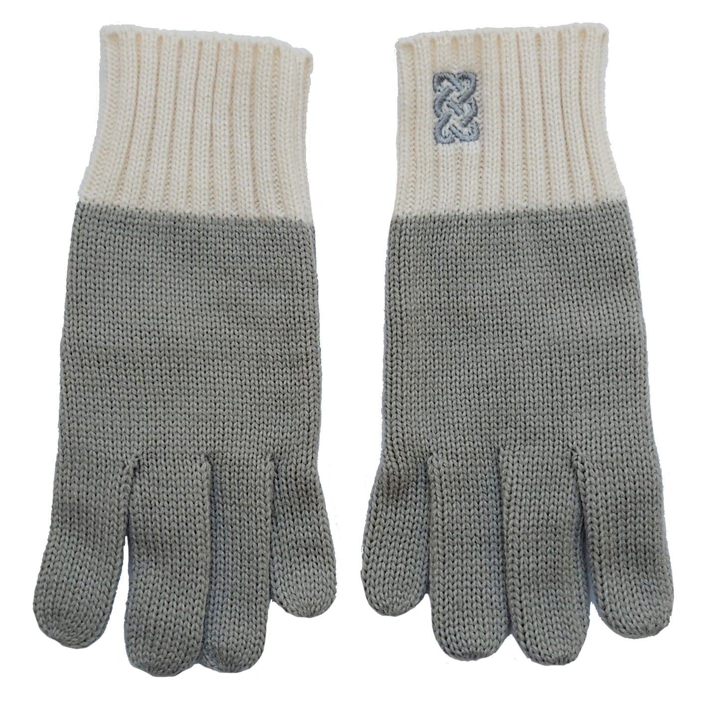 Rib Knit Gloves in Taupe & Cream