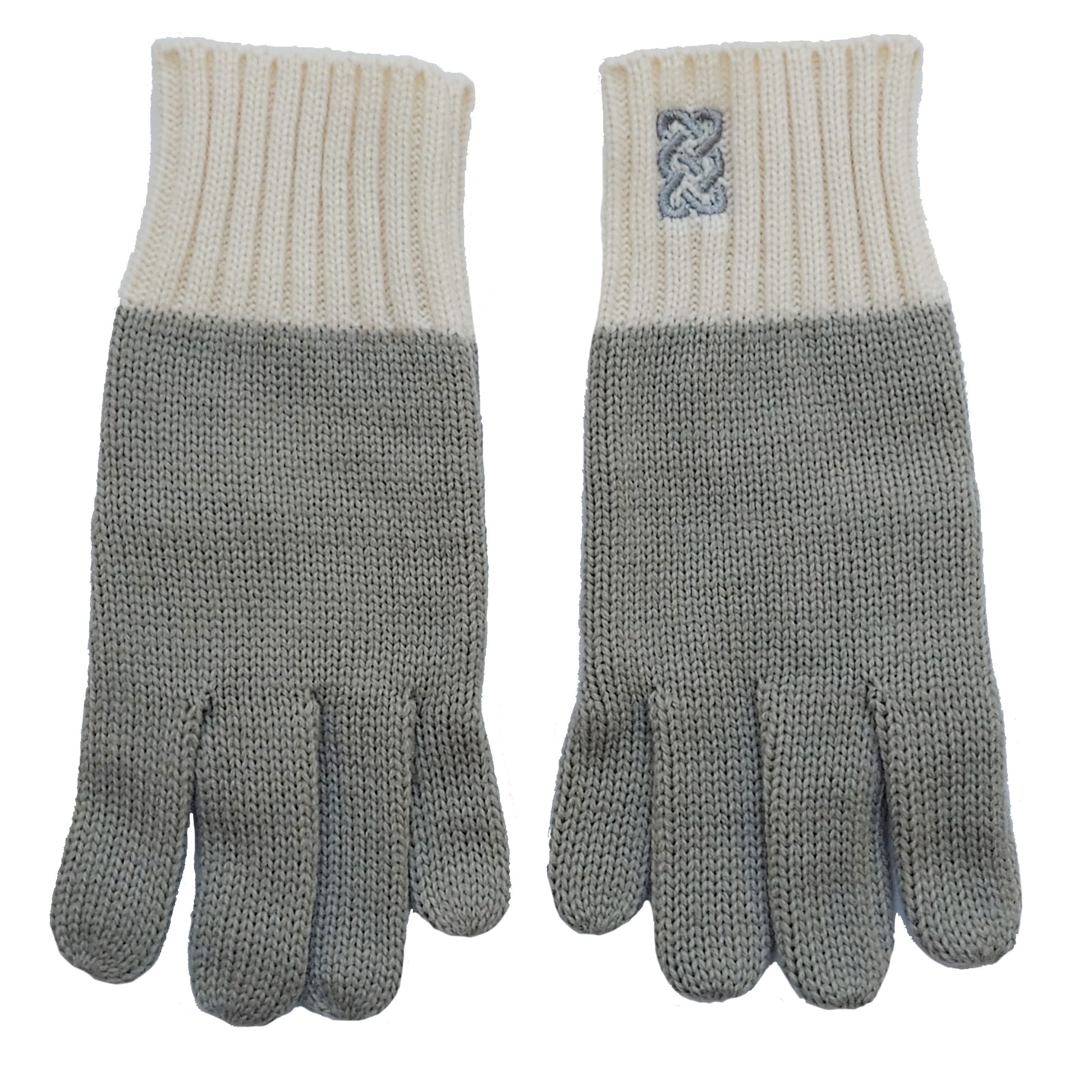 Rib Knit Gloves in Taupe & Cream