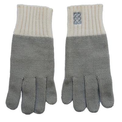 Rib Knit Gloves in Taupe & Cream