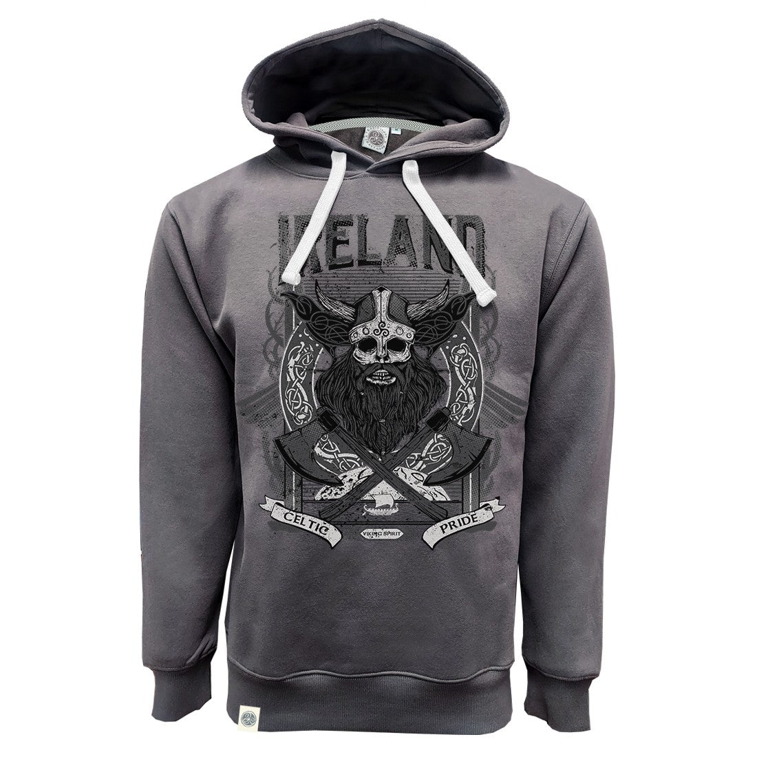 Ireland Viking Print Hoodie in Pewter