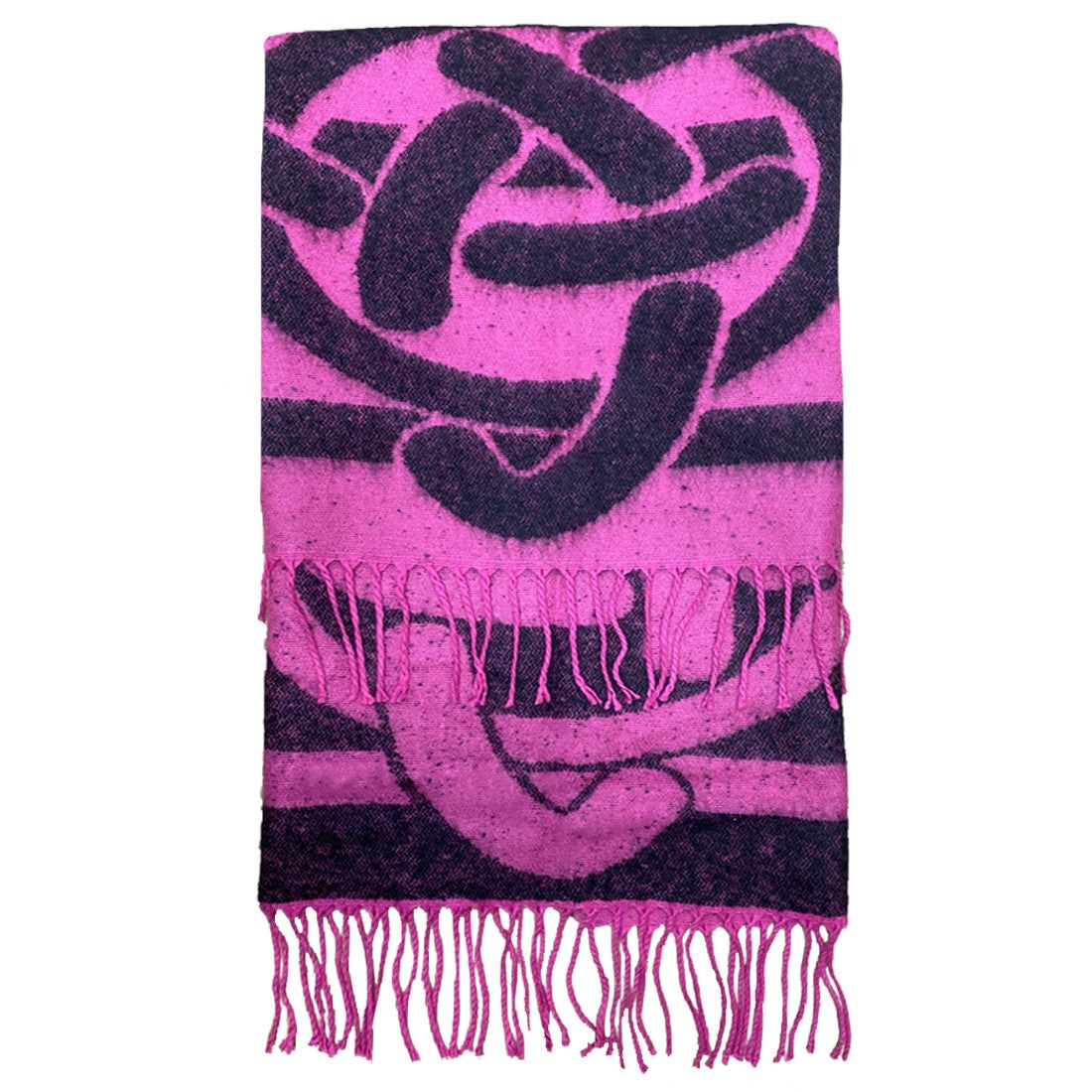 PF Large Celtic Knot Wrap Scarf in Cerise Pink & Black