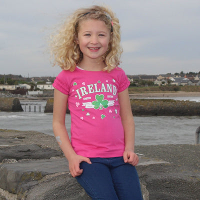 Pink Ireland Trademark Shamrock Frill kids T-shirt