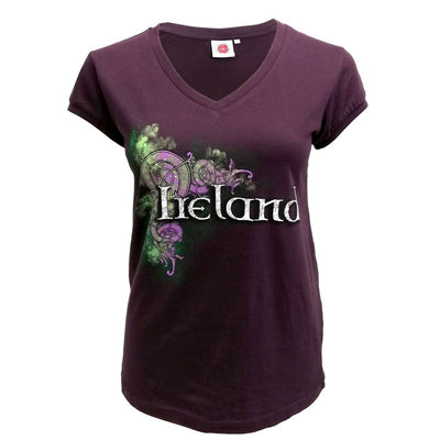 Purple Celtic Ireland ladies V-neck T-shirt
