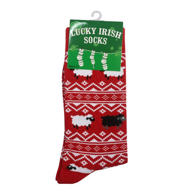 Red Adults Sheep & Christmas Socks