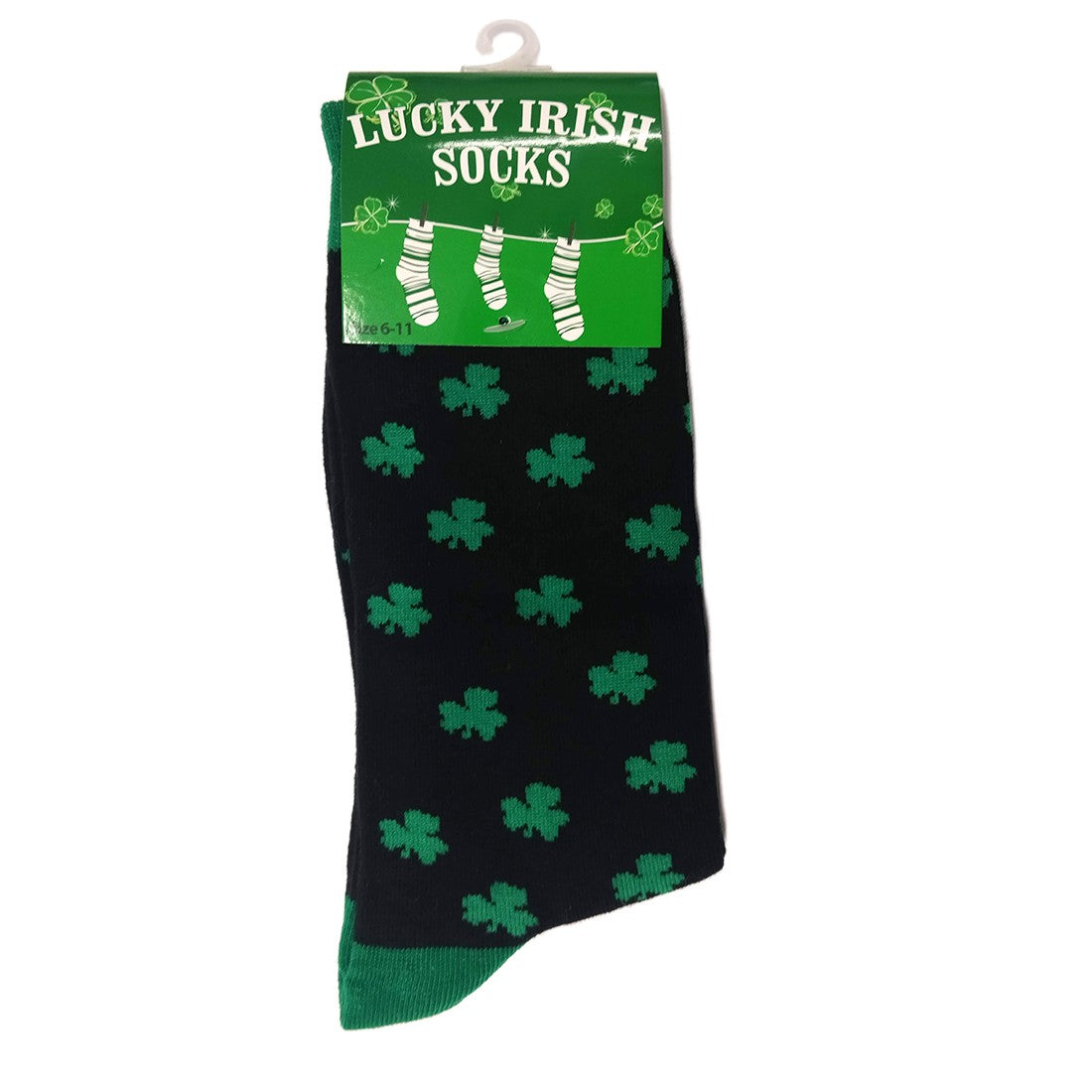 Shamrock All Over Adult Socks in Black