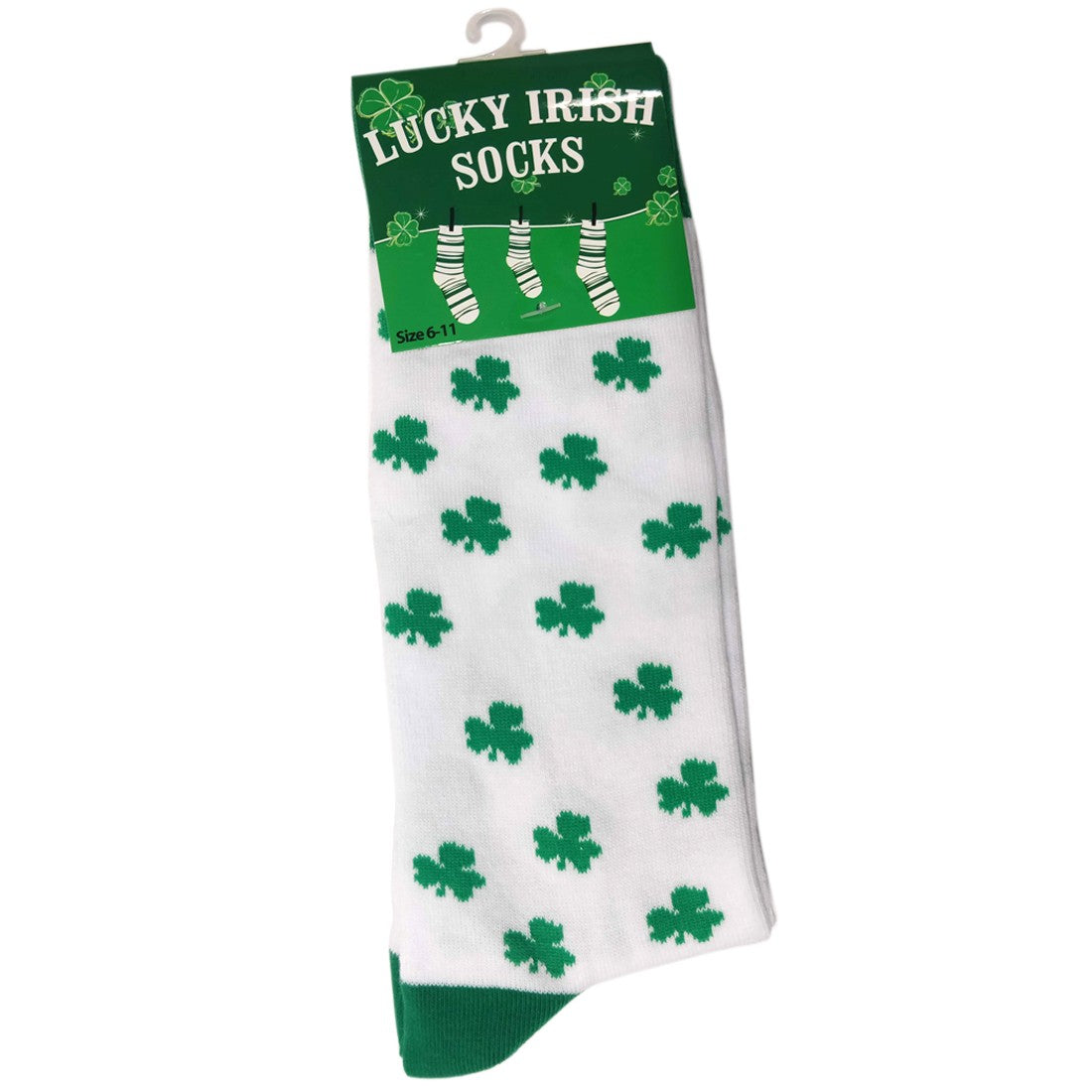 Shamrock All Over Adult Socks in White