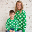 Shamrock All Over Knit Kids Jumper in Green & Cream