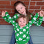 Shamrock All Over Knit Kids Jumper in Green & Cream