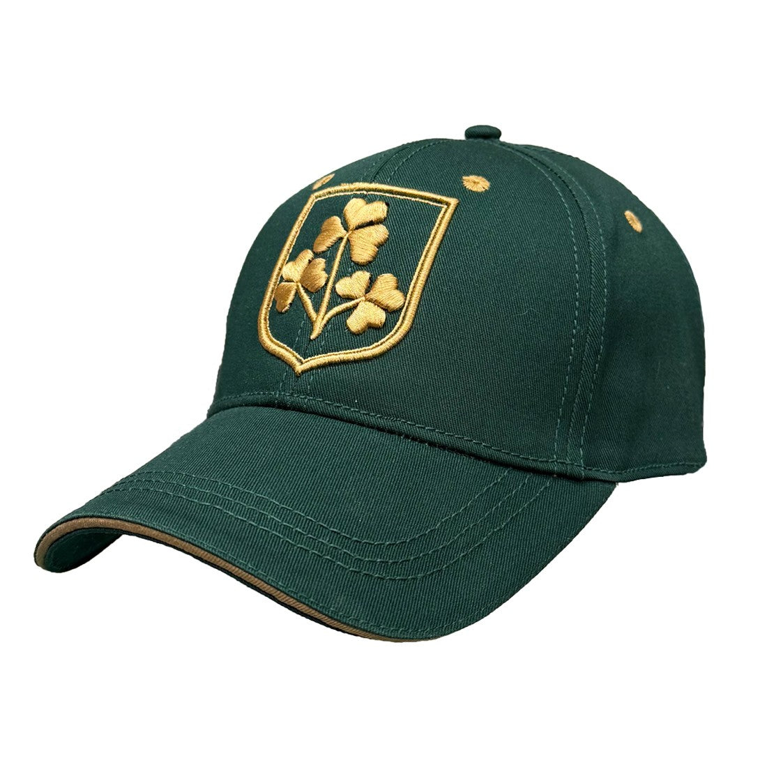 Shamrock Crest Baseball Cap in Dark Green & Gold