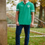 Shamrock Crest Short Sleeve Rugby Shirt in Island Green