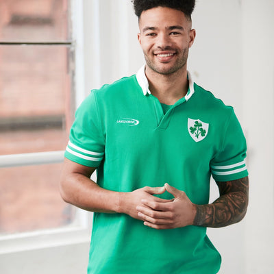 Shamrock Crest Short Sleeve Rugby Shirt in Island Green