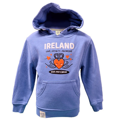 Ireland ‘Grá Mo Chroí’ Kids Hoodie in Corn Blue