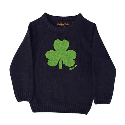 Shamrock Knit Kids Jumper in Navy