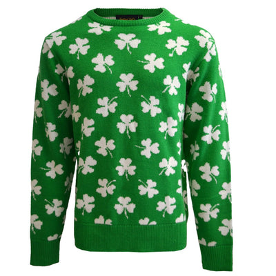 Shamrock Print Knit Adults Jumpger in Green & Cream