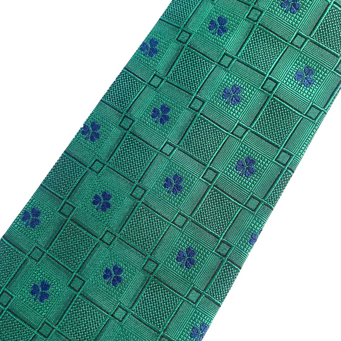 Shamrock Silk Tie in Green & Navy