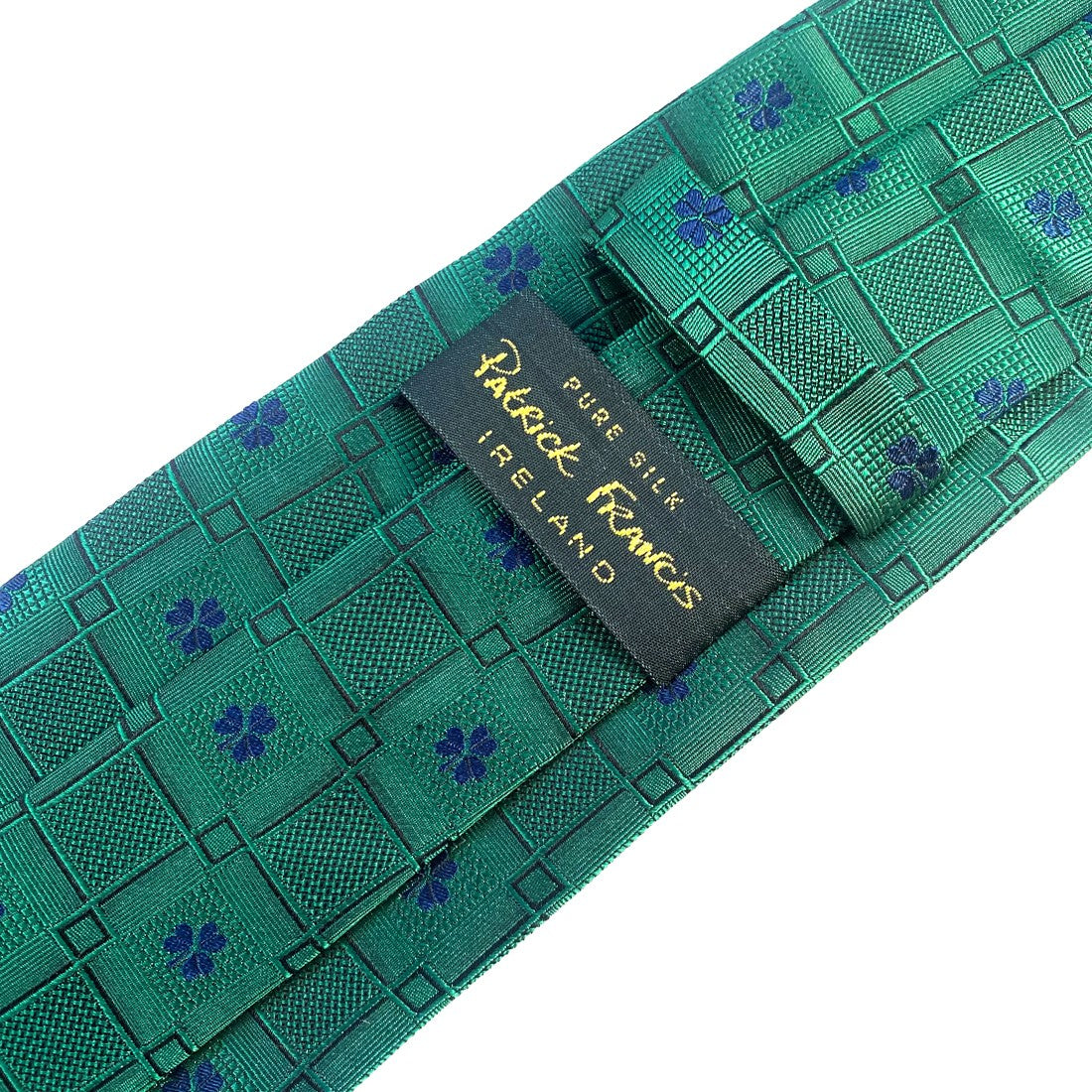 Shamrock Silk Tie in Green & Navy