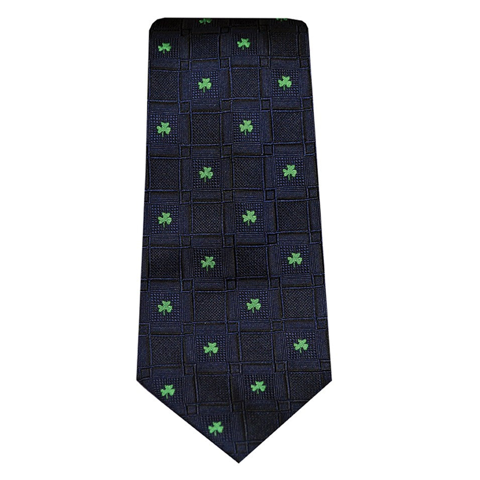 Shamrock Silk Tie in Navy