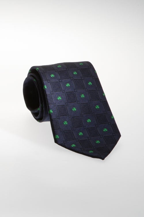 Shamrock Silk Tie in Navy