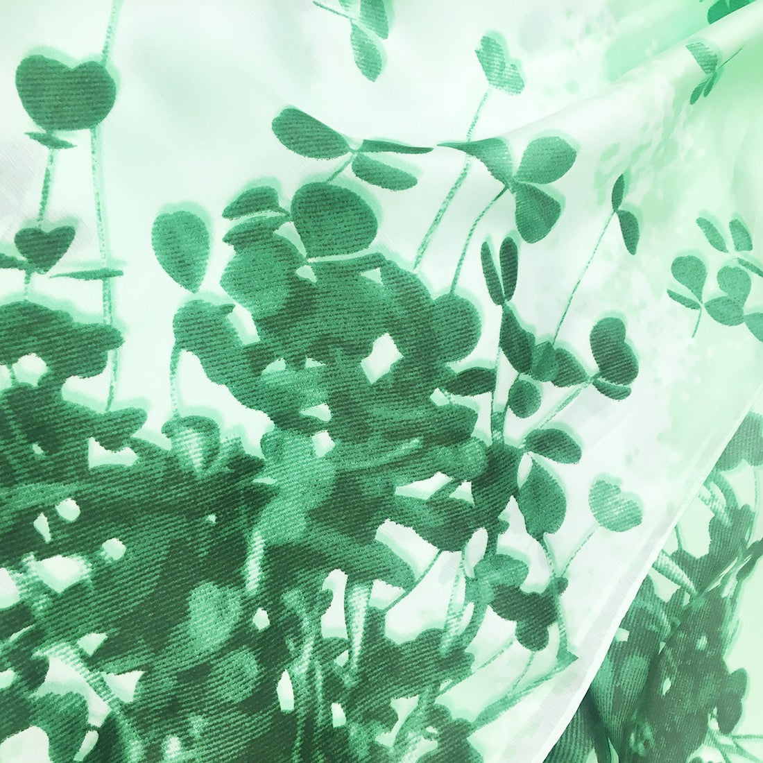 Shamrock Sprig Fashion Scarf in Green & White