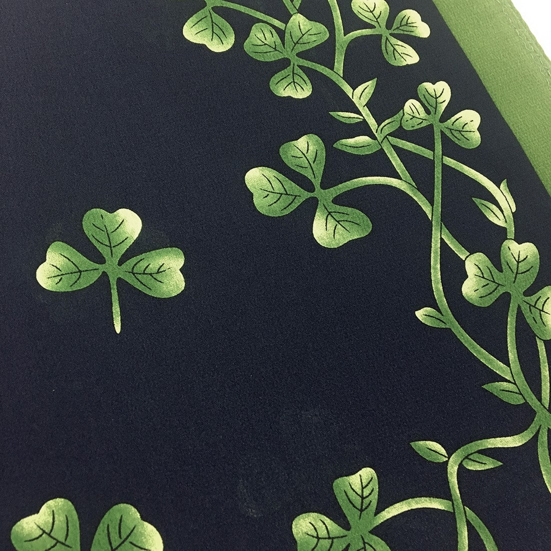 Shamrock Sprig Silk Scarf in Navy & Green