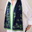 Shamrock Sprig Silk Scarf in Navy & Green