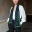 Shamrock Sprig Silk Scarf in Navy & Green