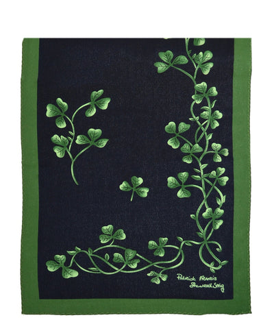 Shamrock Sprig Silk Scarf in Navy & Green