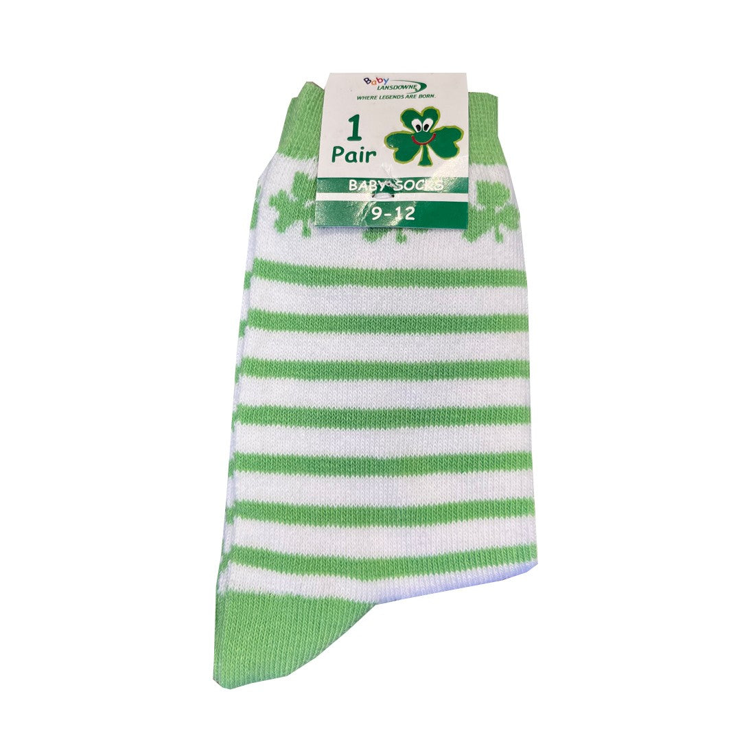 Shamrock Stripe Baby Socks in White & Green
