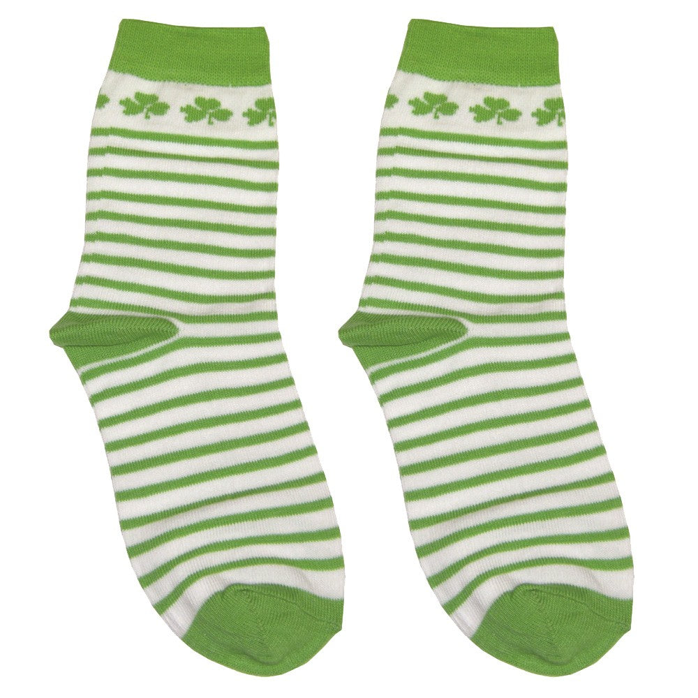 Shamrock Stripe Baby Socks in White & Green