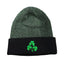 Shamrock Turn Up Knit Hat in Black & Green