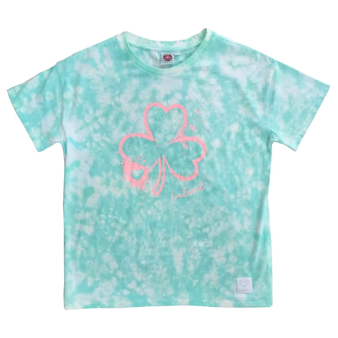 Shamrock Tye Dye Kids T-shirt in Ocean Green