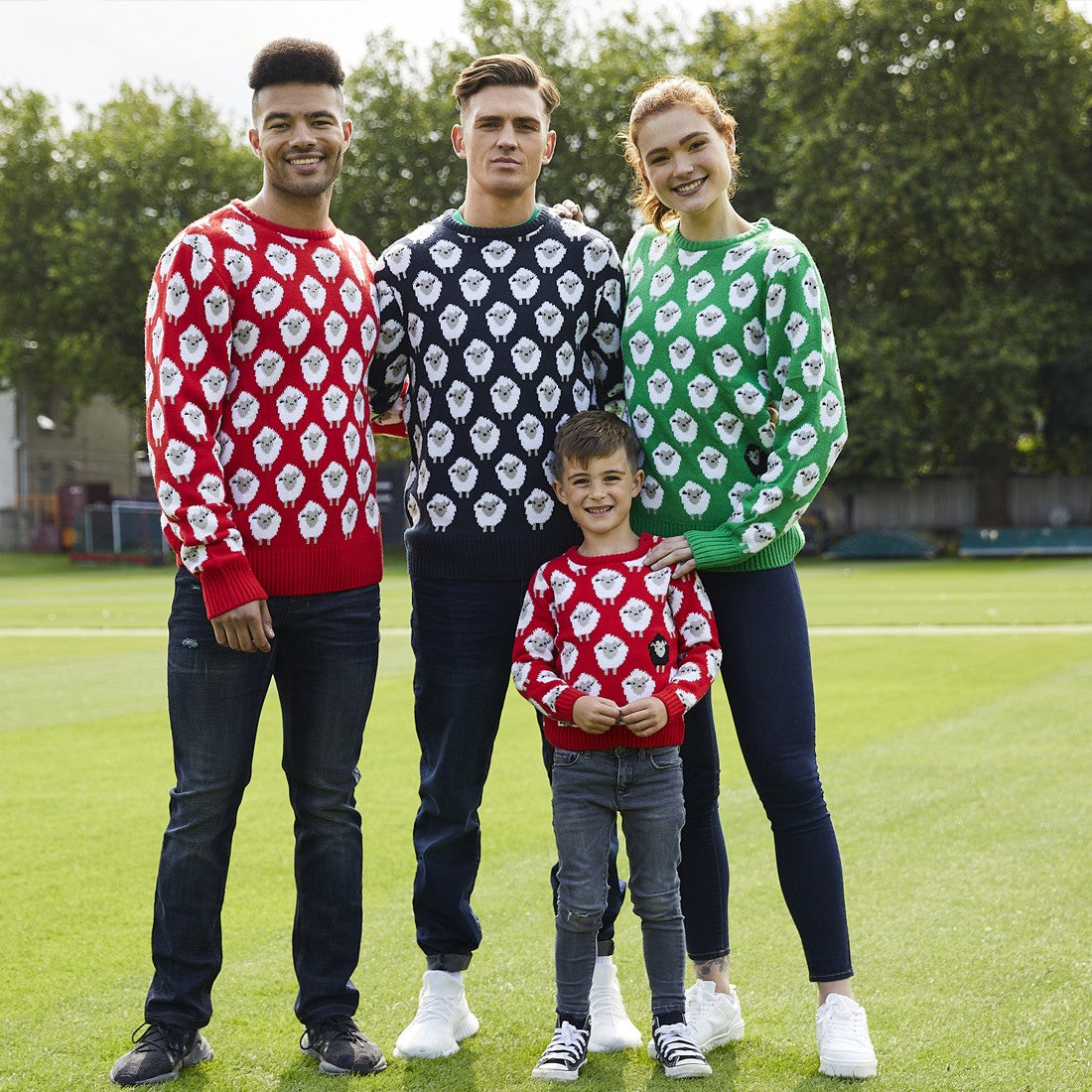 Sheep All Over Kids Jumper in Red